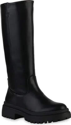 Produktbild von VAN HILL Damen Leicht Gefütterte Plateaustiefel Stiefel Profil-Sohle Schuhe 839531, Farbe: Schwarz, Größe: 39