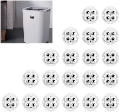 Produktbild von 20 Stück selbstklebende Rollen, selbstklebende Mini-Rollen, 360° drehbare Rollen für alle Böden, Möbel, Regale, Spielzeugkisten