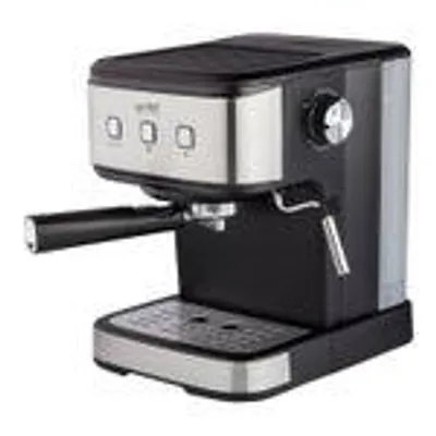 Image de TZS First Austria Machine à café espresso sur porte-filtre, machine à espresso, porte-filtre, avec mousseur à lait professionnel, buse à mousse de lait, réservoir d'eau de 1,5 L, avec cuillère de mesure 2 en 1 et tamper, inox/noir