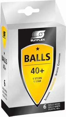 Produktbild von Tischtennisbälle Tischtennis Bälle TT Plastikbälle 40+ in weiß 1 Stern Sunflex