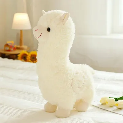 Produktbild von MODFU 38cm Plüschtier Alpaka Stand Alpaka Plüschtier, kuschel alpaka, Lama Stofftier Geschenk lebensecht Kuscheltier Stofftier Alpaca Kamel , Weiß