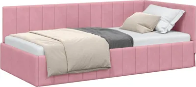 Obrázok produktu pre vidaXL Rohový rám postele s čelom ružový 90 cm x 190 cm zamat