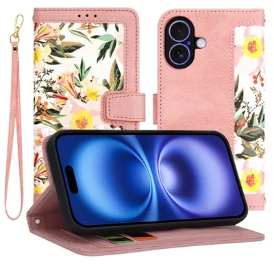 Produktbild von Techsuit FlipCraft Book Wallet Klapphülle mit Kabel für Apple iPhone 16 - Sweetheart Pink