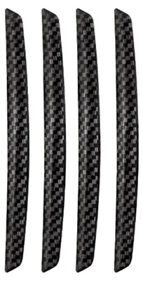 Image de 4 protections de seuil de porte en fibre de carbone, noires, en PVC, résistantes aux rayures