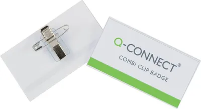 Obrázek produktu pro Q-Connect® KF01568 Jmenovky - s kombinovaným klipem (špendlík a klip), 75 x 40 mm