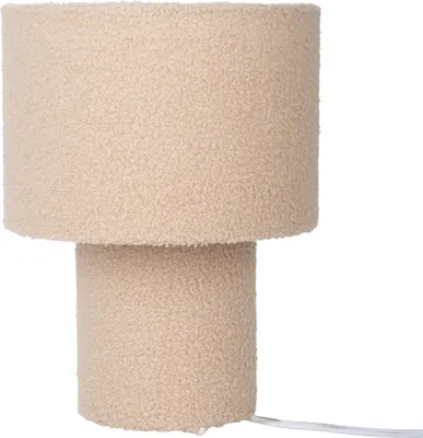 Produktbild von Näve Leuchten Tischleuchte FLUFFY mit E27 Tischleuchte FLUFFY mit E27 Tischleuchten - Tischleuchte "FLUFFY" H: 31cm almond, Tischlampe im Retro Style, aus Metall, Kunststoff und Textilmaterial in beige, 31 cm hoch, Ø 23 cm, E27-Fassung – Schnurschalter