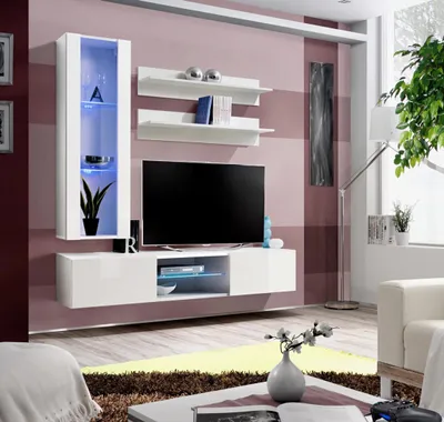 Image de Meuble TV moderne Meuble mural Armoire murale Étagères murales Salon Mobilier design