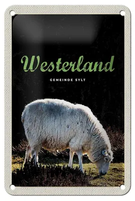 Produktbild von Blechschild Reise 12x18cm Westerland Natur Tiere Schafe Wiese Schild
