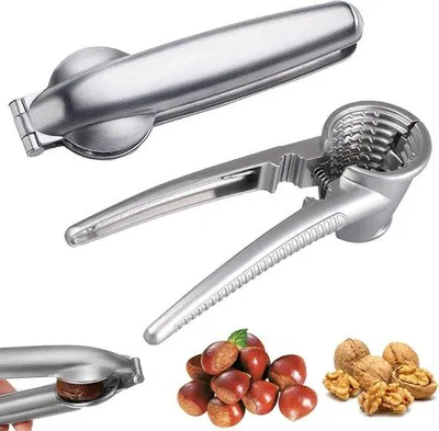 Produktbild von Nussknacker Kastanienknipper 2er Set aus Edelstahl Zinklegierung robust langlebig rostbeständig für intaktes Nussfleisch