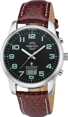 Produktbild von Master Time MTGA-10426-22L Herren-Funkuhr Basic Lederband Braun