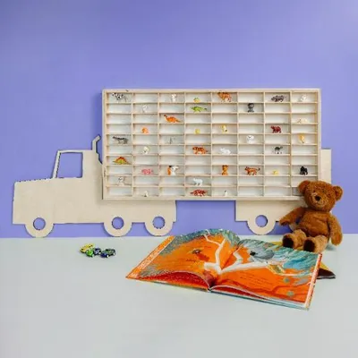 Produktbild von Creative Deco Lkw Setzkasten Holz Sammlervitrine für Autos - 80 verstellbare Fächer