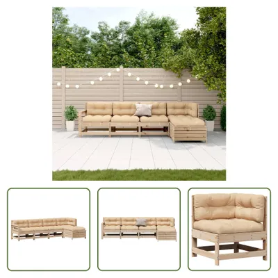 Produktbild von The Living Store 5-tlg. Garten-Lounge-Set mit Kissen Massivholz Kiefer