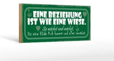 Produktbild von Holzschild Spruch 27x10cm Beziehung wie Wiese wächst bis