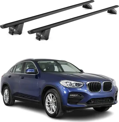 Produktbild von Dachträger Grundtäger für BMW X4 F26 2014-2018 100kg Aluminium Schwarz 2 tlg ABE