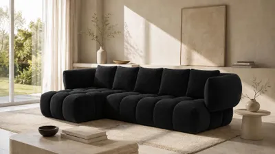 Produktbild von Kaiser Möbel Ecksofa L-Form, Veloursstoff Bluvel, Schwarz, Links, SEVIO L