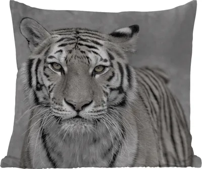Produktbild von MuchoWow® Outdoor Kissen - Tiger - Natur - Schwarz - Weiß - 45x45 cm - Wetterfest - Lounge Kissen - Fotokissen - Dekoratives Kissen