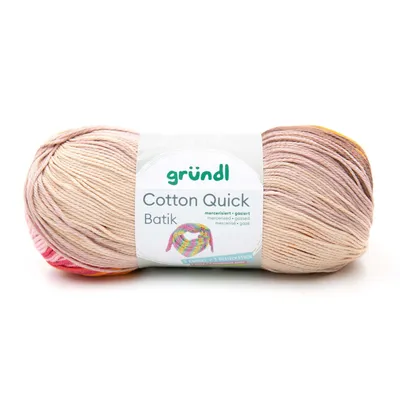 Produktbild von Gründl Wolle Baumwolle Quick Batik 100 g beigebraun-rosa-orange