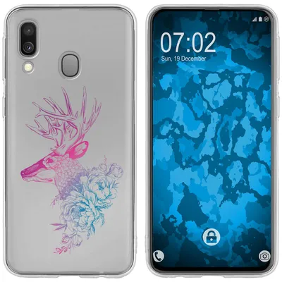 Produktbild von PhoneNatic Case kompatibel mit Samsung Galaxy A40 Silikon-Hülle Floral Hirsch M7-6