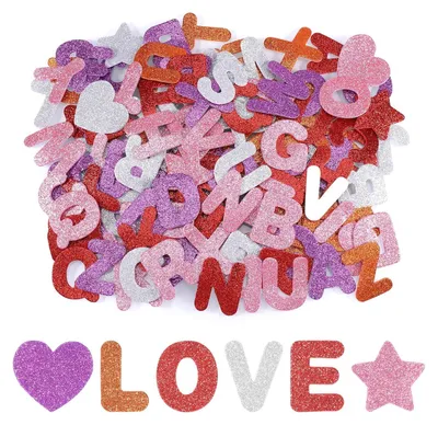 Produktbild von 196 Stück Moosgummi Buchstaben, Funkeln Buchstaben Aufkleber, Bunte Glitzer Buchstaben Selbstklebend, Glitter Alphabet Klebebuchstaben Groß für Kartendekoration