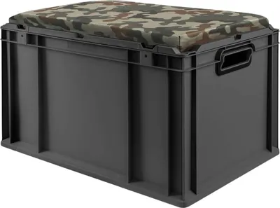 Produktbild von Eurobox NextGen Seat Box Camouflage | HxBxT 36,5x40x60cm | 65 Liter | Griffe offen | Schwarz | Eurobehälter, Sitzbox, Transportbox, Transportbehälter, Stapelbehälter