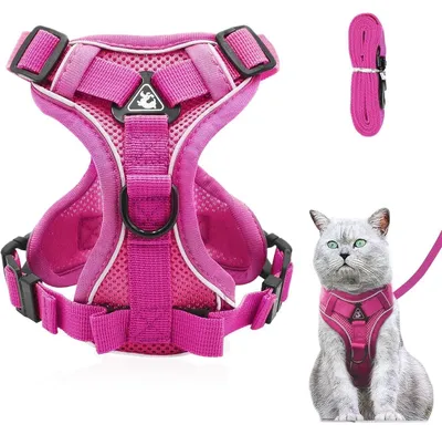 Immagine prodotto di Imbracatura per gatti, antiscappamento, con guinzaglio, pettorina morbida per gatti, cuccioli, cani e cuccioli, rosa, taglia S