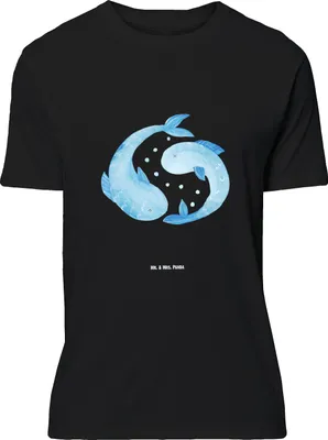 Produktbild von Mr. & Mrs. Panda T-Shirt Sternzeichen Fische - Schwarz - Geschenk, Fisch, Geburtstag März, Oversize, Februar, Tshirt, Lustiges, Sternbild, Shirt, Großes