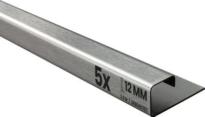 Produktbild von 5x Quadrat Edelstahlschiene Fliesenprofil Fliesenschiene L250cm 12mm gebürstet