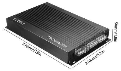 Image de Amplificateur audio pour voiture, 7 900 W, alliage d'aluminium haute performance, 12 V, stéréo 4 canaux, noir