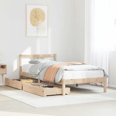 Produktbild von Design Bettrahmen inkl. Lattenrost - Massivholzbett ohne Matratze 90x190 cm Kiefer - Klassische Betten 2025 Neu7042938 2parcel