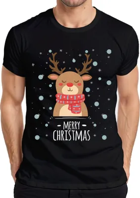 Produktbild von Merry Christmas Rentier Schnee - Weihnachten Weihnachtsgeschenk Christmas Herren T-Shirt, Schwarz, XXL