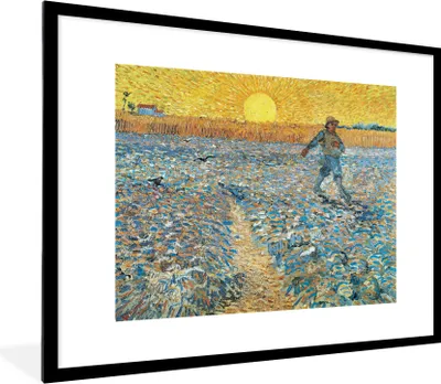 Produktbild von MuchoWow® MuchoWow® Gerahmtes Poster Der Sämann - Vincent van Gogh 80x60 cm - Poster mit zchwarzem Bilderrahmen - Schlafzimmer-Dekorationen - Fotoposter