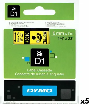 Produktbild von Dymo - Etikett Dymo Label Manager D1 Polyester 6mm Gelb | 1 Stück | 5 Stücke
