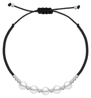 Produktbild von Schwarzes Stoffarmband mit Majorica-Perlen BRC144WBC