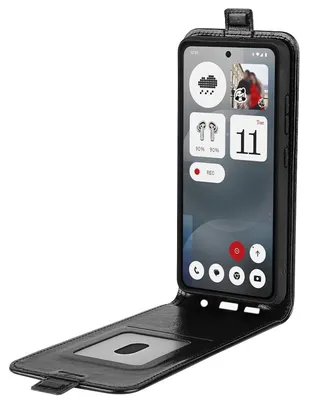 Produktbild von Für Nothing Phone 3a Vertikale Kunstleder Handy Flip Schutz Tasche Hülle Schwarz