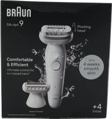 Produktbild von Braun Silk-épil 9 9-041, Silber, 40 Pinzette, MicroGrip, Akku, 100 - 240 V, 50/60 Hz