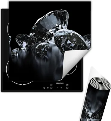 Produktbild von Herdabdeckplattee Glaskeramikkochfeld-Abdeckung 50x52 cm Anti Rutsch Matte Aufrollbar, Schwarz Diamanten