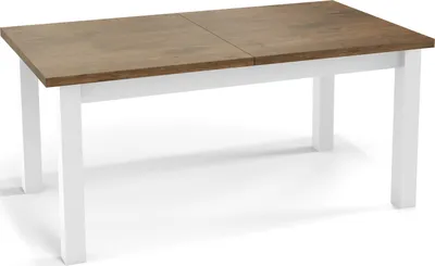 Produktbild von Moderner Rechteckiger Ausziehbarer Esstisch - Platzsparend - Weiße Holzbeine - 120 bis 160 cm - Hergestellt in EU - 120 x 67 cm - Lefkas Eiche