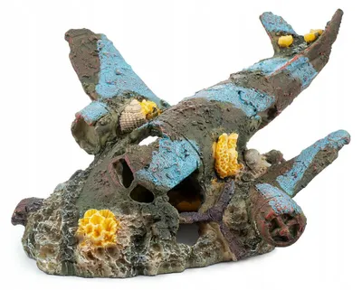 Produktbild von Happet Aquarium Dekoration Flugzeug 19,5 cm Polyesterharz