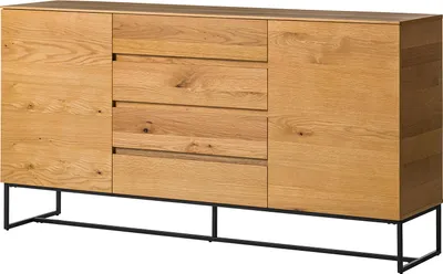 Produktbild von home24 Sideboard mit 2 Türen - Echtholzfurnier / Eisen - Eiche / Schwarz