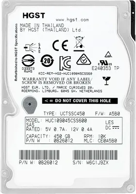 Produktbild von Western Digital Ultrastar C10K900 450GB, 450 GB, 10000 RPM, 64 MB, 2.5", SAS
