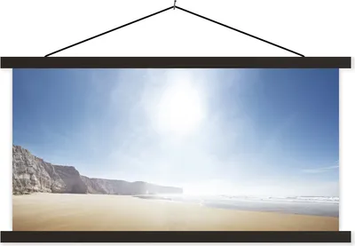 Produktbild von MuchoWow® Textilposter Strand - Steine - Sonne 120x60 cm mit schwarzem Rahmen - Dekoration Schlafzimmer