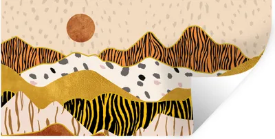Produktbild von MuchoWow® Wandtattoo Wandsticker Wandaufkleber Tiger Druck - Pastell - Gold - Druck - Tiger - Abstrakt 160x80 cm Selbstklebend und Repositionierbar - Sticker - Dekorfolie