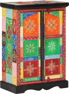 Obrázok produktu pre Ručne maľovaná komoda s dvierkami 53x30x75cm mangovníkový masív