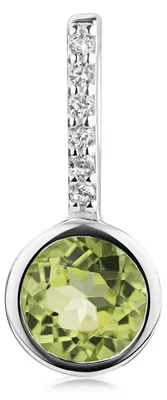Produktbild von Peridot Anhänger grün 925 Silber - Damen Kettenanhänger Edelstein mit Zirkonia KA-174-Grün