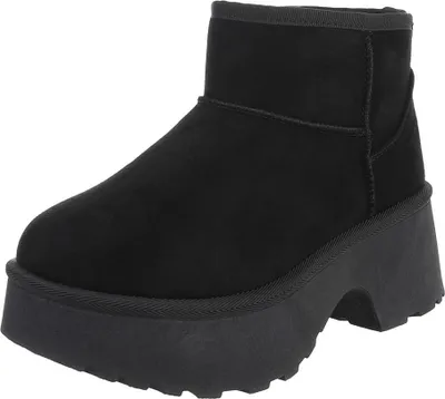 Produktbild von Ital-Design Damen Stiefeletten Plateaustiefeletten Warm gefüttert Wildlederoptik Snowboots 90503060 Schwarz Gr.  39