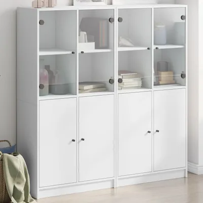 Obrázek produktu pro vidaXL Knihovna s dvířky Bílá 136x37x142 cm Materiál na bázi dřeva