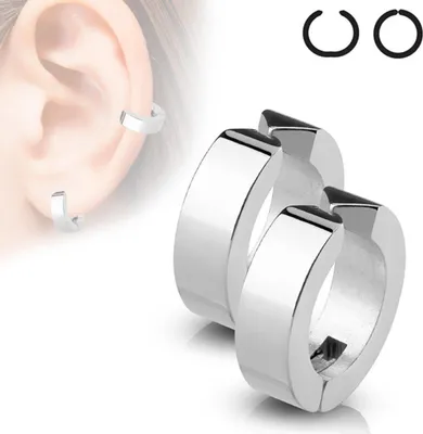 Produktbild von Fake Creolen: Ohrclips Klappcreolen Non-Piercing "Clip-On"  Silber