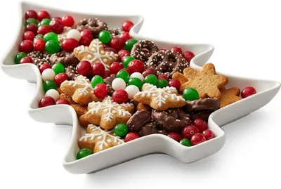 Produktbild von Servierteller - 35x26x3 cm - Spülmaschinenfest - Porzellan - Tannenbaum Teller Weiß