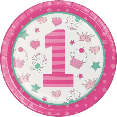 Produktbild von 8 Papp Teller Doodle in rosa