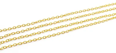 Produktbild von Vintageparts Gliederkette Rolokette goldfarben 4x3mm Meterware 5m